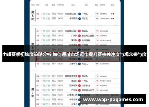 中超赛季初热度策略分析 如何通过市场运作提升赛事关注度与观众参与度
