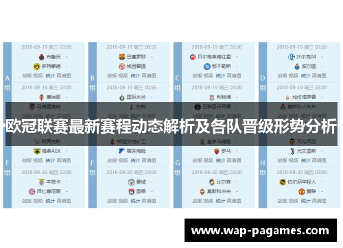 欧冠联赛最新赛程动态解析及各队晋级形势分析